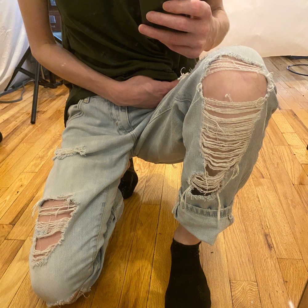 Ripped Ripped Zara cropped white washed jeans